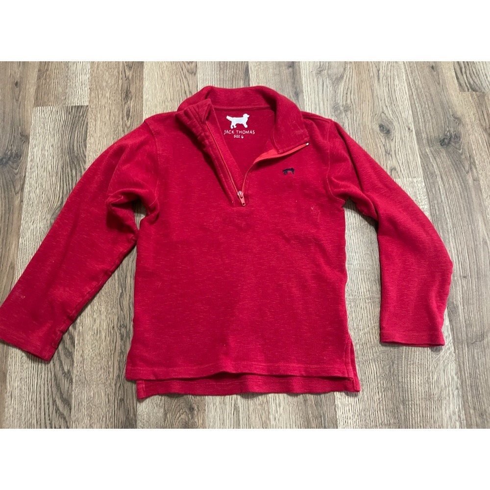 Jack Thomas Sweater, Boy's Size 6, Red, Pullover, 1/4 Zip Up, Logo